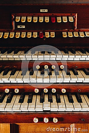 Antique Organ Deail - Abandoned St. Mark Church - Cincinnati, Ohio Stock Photo