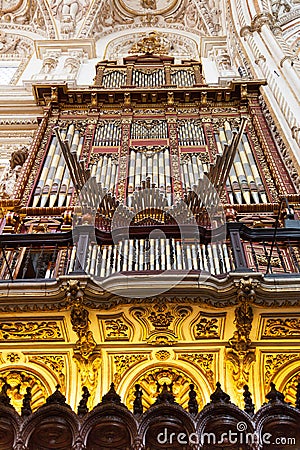 Antique Organ inside The Cathedral and former Great Mosque Editorial Stock Photo