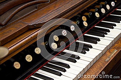 Antique organ keyboard Stock Photo