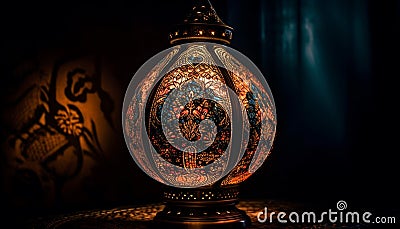 Antique ornate chandelier illuminates dark luxurious room generated by AI Stock Photo