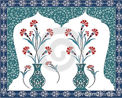 Antique ottoman bouquet design Vector Illustration