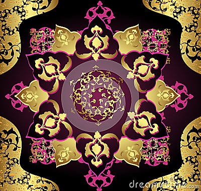 Antique ottoman gold design Vector Illustration