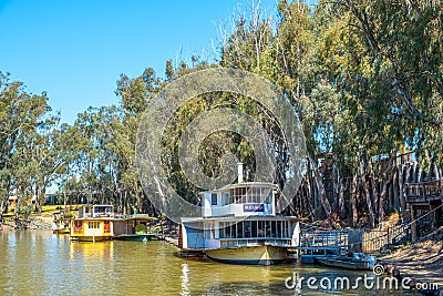 Antique paddle steamer Britannia on Murray River. Editorial Stock Photo