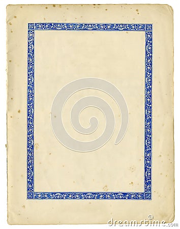 Antique paper with decorative frame and torn edges Stock Photo