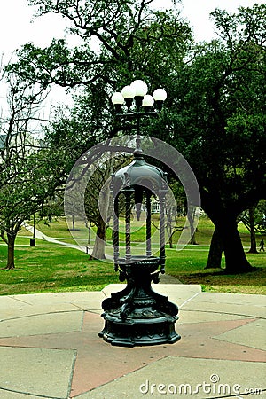 Antique Park Lamp in austin state capitol Stock Photo