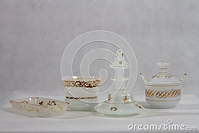 Antique perfume bottle 1840 - 1850 white Stock Photo