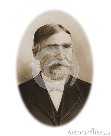 Antique photograph man big mustache Stock Photo