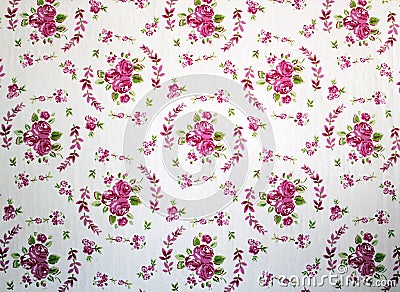 Antique pink and red shabby chic rose repeat pattern wallpaper Stock Photo