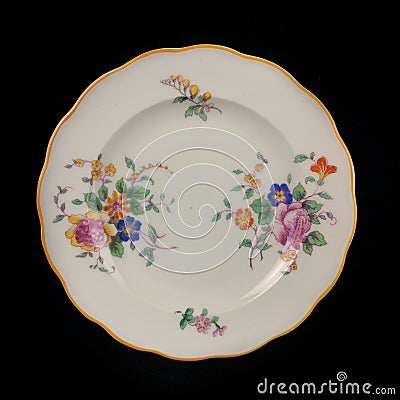 Antique plate with a floral pattern. retro plate with hand painted Stock Photo