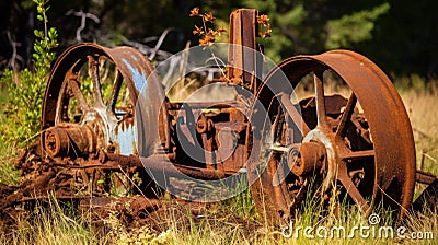 Antique plow adds rustic charm Stock Photo