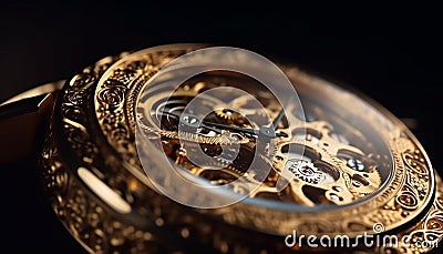 Antique pocket watch, gold metallic elegance shines generated by AI Stock Photo