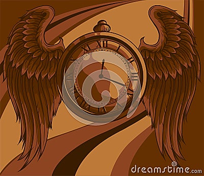 Antique pocket watch. vector illustration on colored background. Vector Illustration