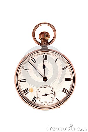 Antique pocket watch on white Stock Photo