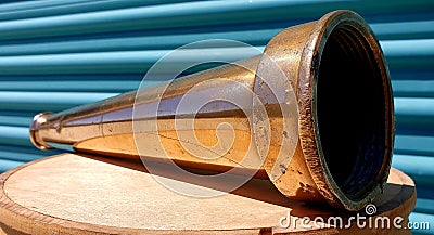 Antique Polished Brass Firehose Nozzle Stock Photo