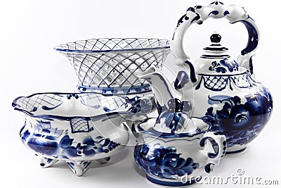 Antique porcelain, china set. Stock Photo