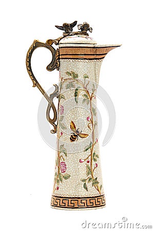 Antique porcelain jar in modern style. Stock Photo