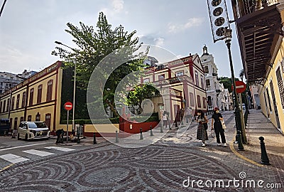 Antique Portuguese Macau Architecture European Facade Macao Conservatory School of Music Colonial Heritage House Macao St. Lazarus Editorial Stock Photo