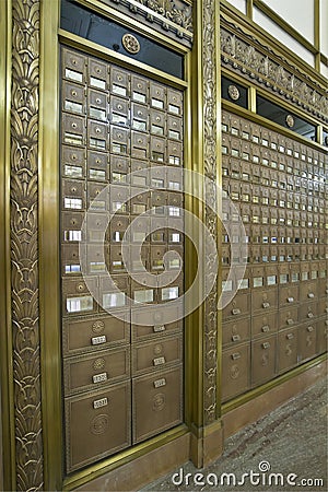 Antique Post Office Boxes 4 Stock Photo