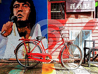 An antique postal bike hits the sun. Editorial Stock Photo