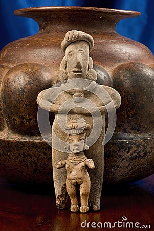 Antique Pre Columbian Female Figures Stock Photo