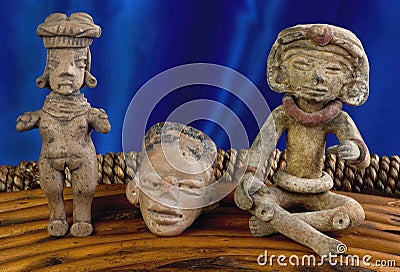 Antique Pre Columbian Figures Stock Photo