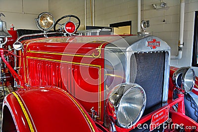 Antique Red Fire Engine Editorial Stock Photo