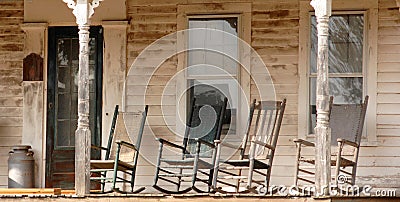 Antique Rocking Chairs in Rural Connecticut Stock Photo