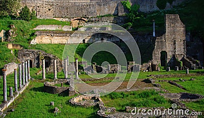 Antique Roman Theatre in Volterra Stock Photo