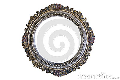 Antique round frame isolated on white Stock Photo