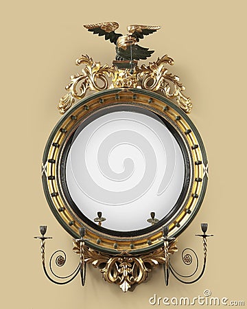 Antique round hall mirror Stock Photo