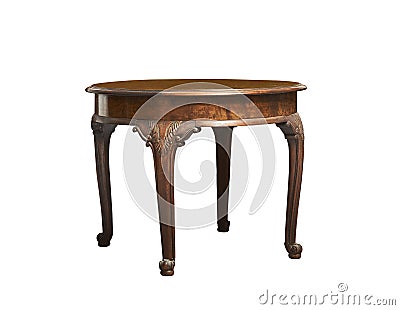 Antique round table against white Stock Photo