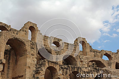 Antique ruins of a coliseum in tunisia Stock Photo