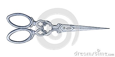 Antique scissors - vintage accessory. Stock Photo