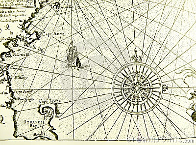 Antique sea map or chart Stock Photo