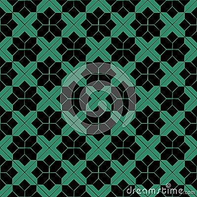 Antique seamless green background check star cross geometry star Vector Illustration