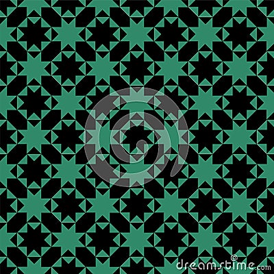 Antique seamless green background octagon star cross triangle Vector Illustration