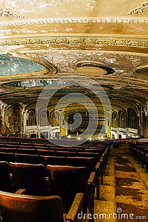 Antique Seats - Abandoned Variety Theater - Cleveland, Ohio Stock Photo