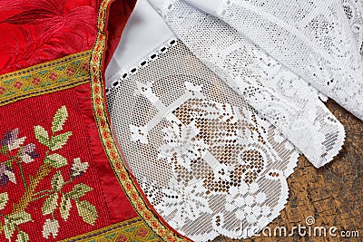 Chasuble and surplice Stock Photo