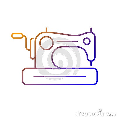 Antique sewing machine gradient linear vector icon Vector Illustration
