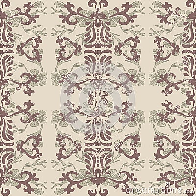 Antique shabby baroque pattern. Vintage Vector Illustration