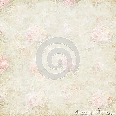 Antique shabby pink roses paper background Stock Photo