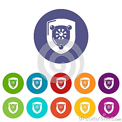 Antique shield icons set vector color Vector Illustration