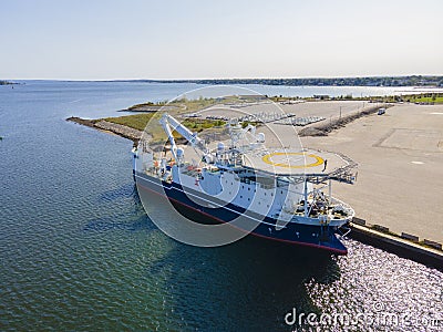 MV Stril Explorer ship aerial view, Providence, Rhode Island, USA Editorial Stock Photo