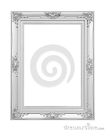 Antique silver frame isolated on white background Stock Photo