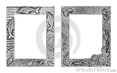 Antique silver frame isolated on white background, clipping path Stock Photo