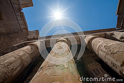 antique statue in the pillared hall in Luxor in Egypt Stock Photo