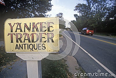 Antique Store Mailbox saying Yankee Trader, Cape Cod, Massachusetts Stock Photo