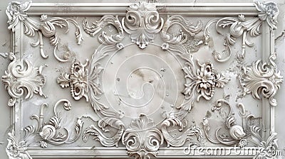 Antique Stucco Ornamentation Detail on a Vintage Wall Stock Photo