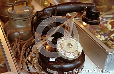 Antique telephone-France Stock Photo