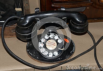 Antique telephone that was used as a practice Editorial Stock Photo